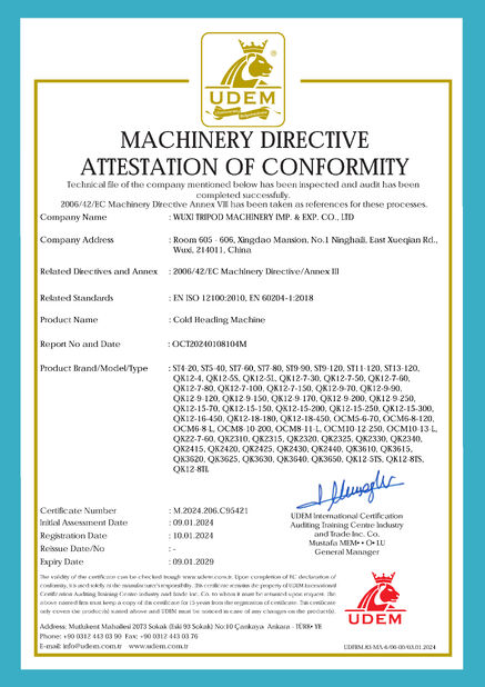 Porcelana Wuxi Tripod Machinery Imp. & Exp. Co., Ltd. certificaciones