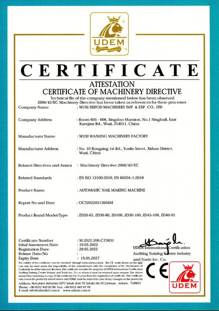 Porcelana Wuxi Tripod Machinery Imp. & Exp. Co., Ltd. certificaciones