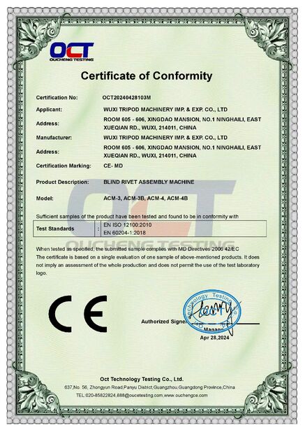 Porcelana Wuxi Tripod Machinery Imp. & Exp. Co., Ltd. certificaciones