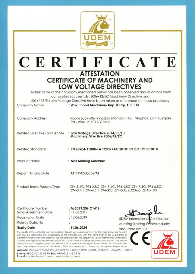 Wuxi Tripod Machinery Imp. & Exp. Co., Ltd. Control de Calidad